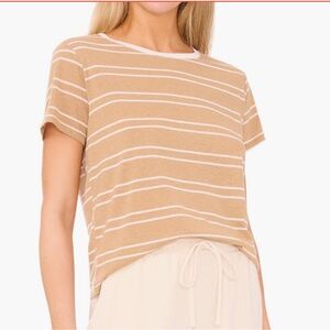 Halogen Striped crop tee shirt